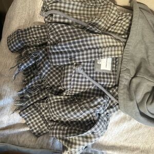 American Eagle Outfitters Gray Plaid Hoodie